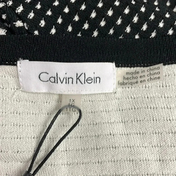 Calvin Klein Woman Zippered Cardigan NEW Black and White Sweater Size 1X - Picture 5 of 8